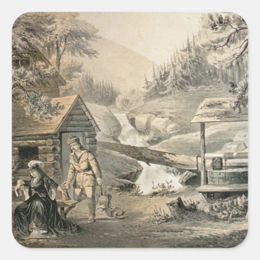 『サドル補修』、『ダヴィー・クロケット』スターのポスター スクエアシール (正面)