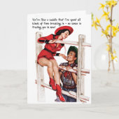 サドル1950s女性のカーボーイグリーティングカード カード (黄色い花)