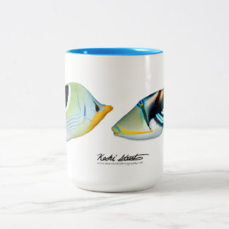 サドルButterflyfishとラグーンTriggerfish mug ツートーンマグカップ