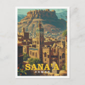 サナイエメンヴィンテージアートトラベルイラストレーション ポストカード (正面)