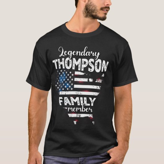 サナストンプソン米国国旗トンプソン姓トンプス Tシャツ (正面)