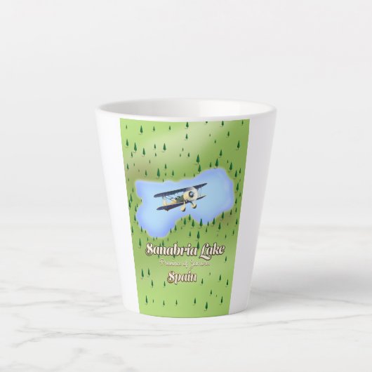 サナブリア湖スペインの旅行地図。 カフェラテマグ (正面)