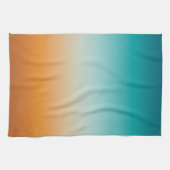 サニかわいらしーグラデーションオレンジ&ティール(緑がかった色)ブルーグラデーション キッチンタオル (横)