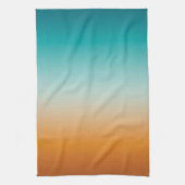サニかわいらしーグラデーションオレンジ&ティール(緑がかった色)ブルーグラデーション キッチンタオル (縦)