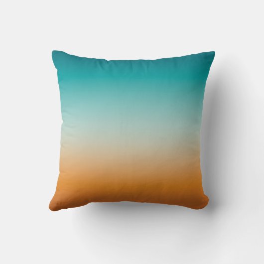 サニかわいらしーグラデーションオレンジ&ティール(緑がかった色)ブルーグラデーション クッション (裏面)