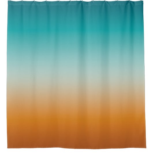 サニかわいらしーグラデーションオレンジ&ティール（緑がかった色）ブルーグラデーション シャワーカーテン (正面)