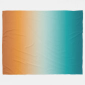 サニかわいらしーグラデーションオレンジ&ティール(緑がかった色)ブルーグラデーション フリースブランケット (正面(横))
