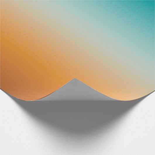 サニかわいらしーグラデーションオレンジ&ティール(緑がかった色)ブルーグラデーション ラッピングペーパー (角)