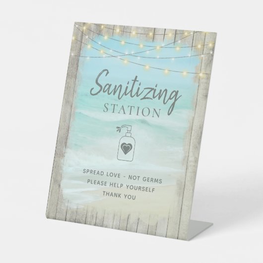 サニタイジングステーション素朴ビーチ海沿岸 台座サイン (正面)