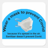 サニタイズが行われないため、Covidを防止するためのマスク スクエアシール (正面)