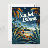 サニベルアイランドビーチヴィンテージ ポストカード (正面/裏面)