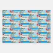 サニベルアイランドフロリダイラストレーション ラッピングペーパーシート (正面2)