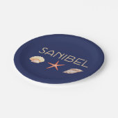 サニベルアイランドフロリダシーシェルズオンブルー ペーパープレート (アングル)