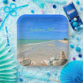 サニベルアイランドフロリダビーチと秋カボチャ ペーパープレート (パーティー)