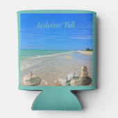 サニベルアイランドフロリダビーチと秋カボチャ 缶クーラー (裏面)