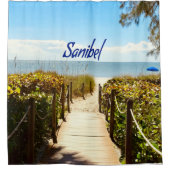 サニベルアイランドフロリダビーチ海 シャワーカーテン (正面)