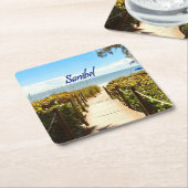 サニベルアイランドフロリダビーチ海 スクエアペーパーコースター (アングル)