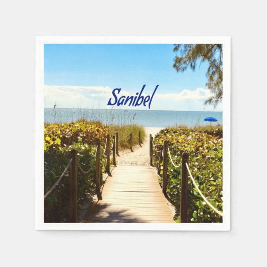 サニベルアイランドフロリダビーチ海 スタンダードカクテルナプキン (正面)