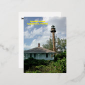 サニベルアイランドライトハウスフロム。 箔シーズンポストカード (正面/裏面)