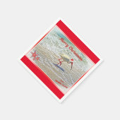 サニベルアイランドFLホワイトイビスからのメリークリスマス スタンダードカクテルナプキン (角)