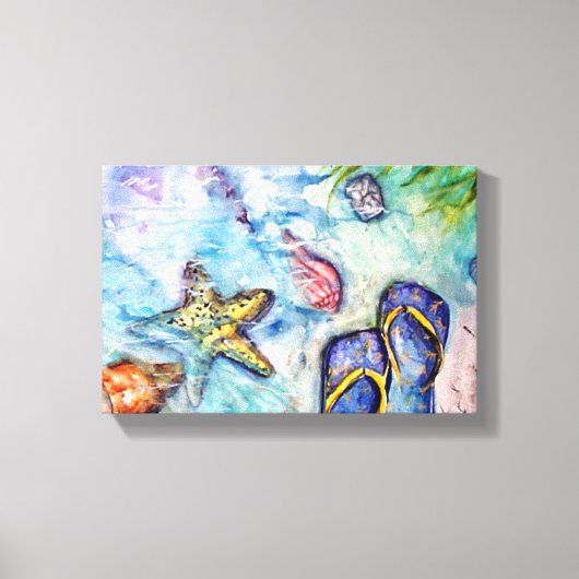 サニベルサンダルズフロリダウォーターカラーアート キャンバスプリント (正面)