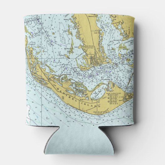 サニベル島のヴィンテージ航海の地図 缶クーラー (裏面)