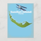 サニベル島フロリダの地図 ポストカード (正面)