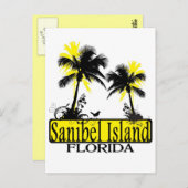 サニベル島フロリダパームの木のはがき ポストカード (正面/裏面)