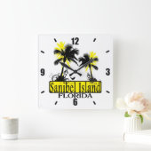 サニベル島フロリダヤシの木の壁時計 スクエア壁時計 (ホーム)