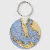サニベル島フロリダ航海のチャートキーチェーン キーホルダー (正面)