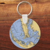サニベル島フロリダ航海のチャートキーチェーン キーホルダー (正面)