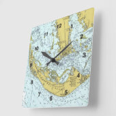 サニベル島Captivaのマ航海のップ スクエア壁時計 (傾斜)