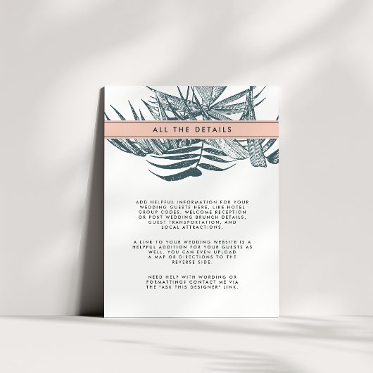 サニベル |トロピカル結婚ボタニカル詳細 エンクロージャーカード