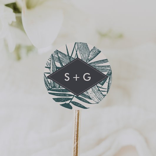 サニベル |ヴィンテージ結婚のモノグラム ラウンドシール