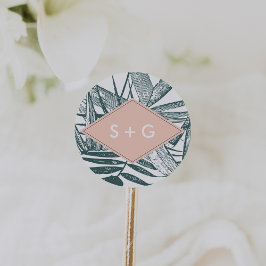 サニベル |熱帯植物学結婚のモノグラム ラウンドシール