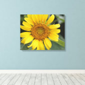 サニーかわいらしイエローサンフラワー20インチx 16インチ キャンバスプリント (インサイチュ (ウッドフロア))