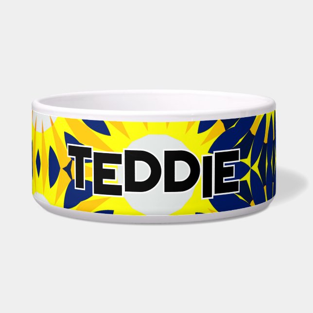 サニーイエローとネイビーヒマワリ鮮やか ボウル (正面)