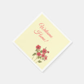 サニーイエローとピンクのワイルドフラワーウェルカムホーム スタンダードカクテルナプキン (角)