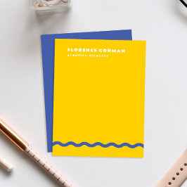 サニーイエローとブルーバイオレットの波型フレームパーソナル サンキューカード