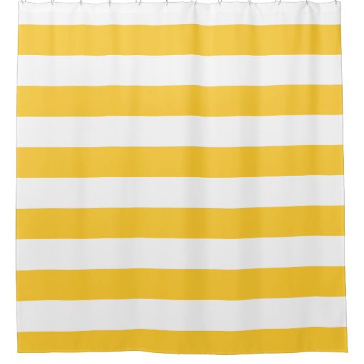 サニーイエローとホワイトワイドストライプ シャワーカーテン (正面)
