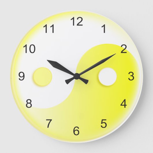 サニーイエローイン&ヤン ラージ壁時計 (正面)