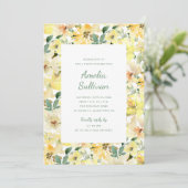 サニーイエローウォーターカラーフローラパーティの招待状 招待状 (スタンド正面)