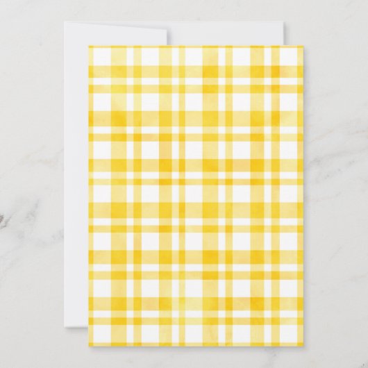 'サニーイエローウォーターカラープレイド'任意の大事な行事 招待状 (裏面)