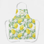 サニーイエローウォーターカラーレモン | モノグラムの エプロン (正面)