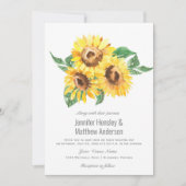 サニーイエローウォーター色ひまわり結婚の花 | 招待状 (正面)