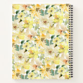 サニーイエローウォーター花模様スパイラルノートブック ノートブック (裏面)