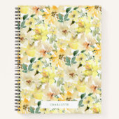 サニーイエローウォーター花模様スパイラルノートブック ノートブック (正面)