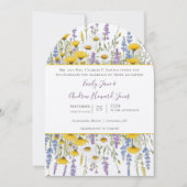 サニーイエローエレガンスラベンダーラブワイルドフラワー 招待状 (正面)