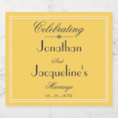 サニーイエローエレガントスクリプト名シンプルの結婚 スパークリングワインラベル (シングルラベル)