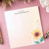 サニーイエローサンフラワーパステルパーソナライズされた名 ノートパッド